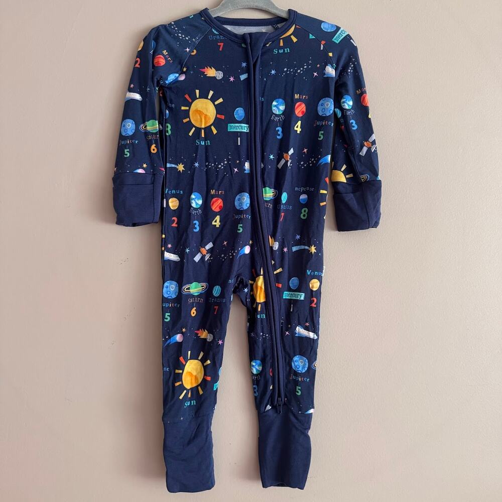 Little Sleepies Solar Explorers Blue Planet Space Print Bamboo Pajamas 3-6 Month